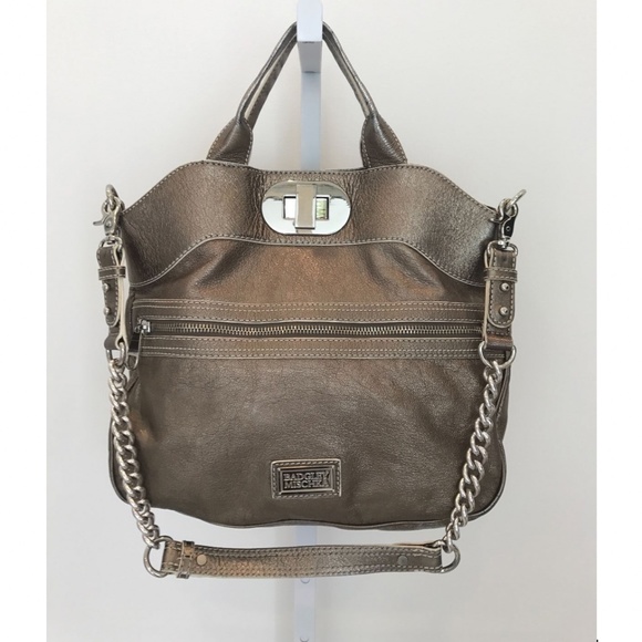 BADGLEY MISCHKA METALLIC BRONZE LEATHER CROSS-BODY